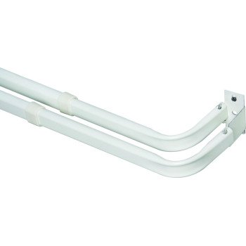 Kenney KN522 Curtain Rod, 2 in Dia, 48 to 86 in L, Steel, White