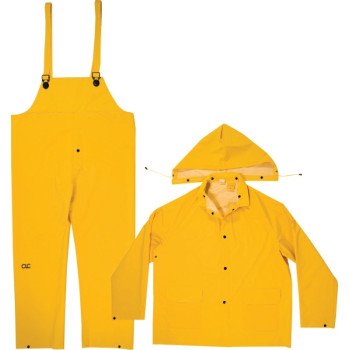 CLC R101M Rain Suit, M, PVC, Yellow, Detachable Collar