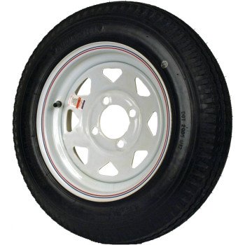 MARTIN Wheel DM412B-4I Trailer Tire, 1120 lb Withstand, 4 in Dia Bolt Circle, Rubber