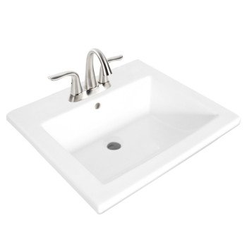 Craft + Main 13-0039-4W Bathroom Sink, Square Basin, 4 in Faucet Centers, 3-Deck Hole, 20-1/4 in OAW, 7-1/4 in OAH