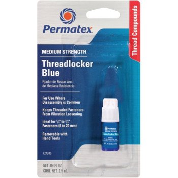 Permatex 24206 Threadlocker, Liquid, Mild, Blue, 2.5 mL Bottle