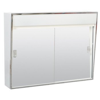 Zenith 701L Medicine Cabinet with Incandescent Light, 23-3/8 in OAW, 5-1/2 in OAD, 18-1/8 in OAH, Steel, White, Chrome