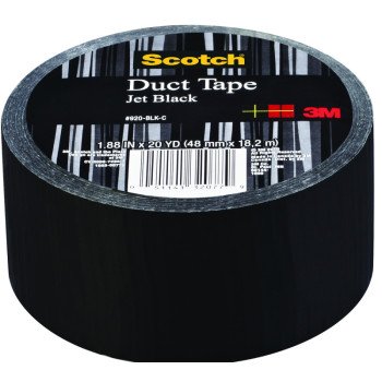 3M 920-BLK-C Duct Tape, 20 yd L, 1.88 in W, Cloth Backing, Jet Black
