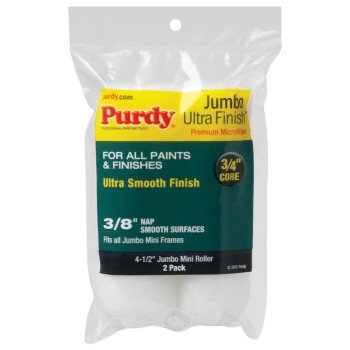 Purdy Ultra Finish 140624052 Jumbo Mini Roller Cover, 3/8 in Thick Nap, 4-1/2 in L, Microfiber Cloth Cover